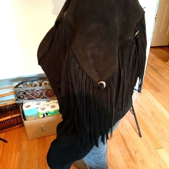 G40000 WOMANS   Black‎ Suede Leather Motorcycle  L - Picture 3 of 8